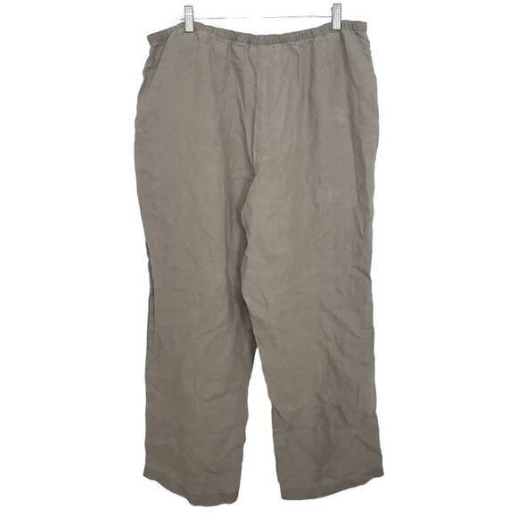 LL Bean Linen Pants Womens Size 18 Beige Coastal Neutral Outdoor Pockets - Picture 5 of 10